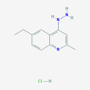 molecular formula C12H16ClN3 B11874470 6-Ethyl-4-hydrazino-2-methylquinoline hydrochloride CAS No. 1171434-97-1