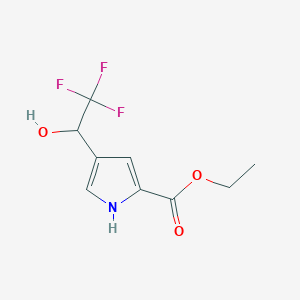 molecular formula C9H10F3NO3 B11874536 Ethyl 4-(2,2,2-trifluoro-1-hydroxyethyl)-1H-pyrrole-2-carboxylate 