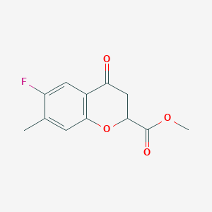 molecular formula C12H11FO4 B11874606 Methyl 6-fluoro-7-methyl-4-oxochroman-2-carboxylate 