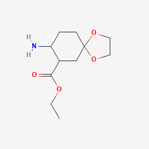 molecular formula C11H19NO4 B11874619 Ethyl 8-amino-1,4-dioxaspiro[4.5]decane-7-carboxylate 