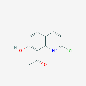 molecular formula C12H10ClNO2 B11874704 1-(2-Chloro-7-hydroxy-4-methylquinolin-8-yl)ethanone 