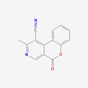 molecular formula C14H8N2O2 B11874710 2-Methyl-5-oxo-5H-chromeno[3,4-C]pyridine-1-carbonitrile CAS No. 113018-99-8