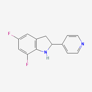 molecular formula C13H10F2N2 B11874724 5,7-Difluoro-2-(pyridin-4-yl)indoline 