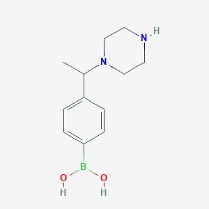 molecular formula C12H19BN2O2 B11874740 (4-(1-(Piperazin-1-yl)ethyl)phenyl)boronic acid 