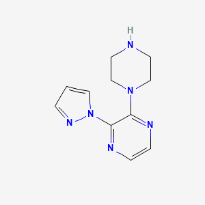 molecular formula C11H14N6 B11874789 2-(Piperazin-1-yl)-3-(1H-pyrazol-1-yl)pyrazine 