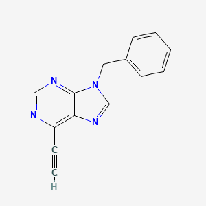 molecular formula C14H10N4 B11875272 9H-Purine, 6-ethynyl-9-(phenylmethyl)- CAS No. 333780-81-7