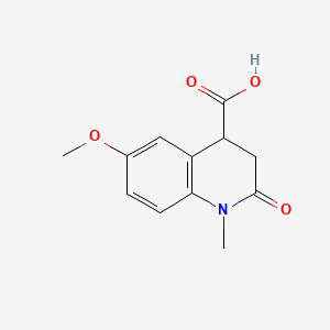 molecular formula C12H13NO4 B11875348 6-Methoxy-1-methyl-2-oxo-1,2,3,4-tetrahydro-4-quinolinecarboxylic acid CAS No. 6340-56-3