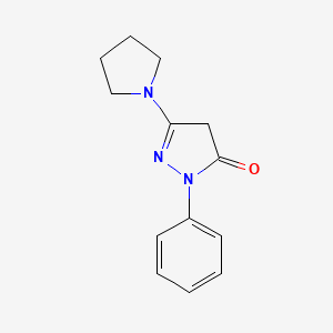 molecular formula C13H15N3O B11875882 1-Phenyl-3-(pyrrolidin-1-yl)-1H-pyrazol-5(4H)-one CAS No. 30707-75-6