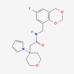 molecular formula C20H23FN2O4 B1187590 N-[(6-fluoro-4H-1,3-benzodioxin-8-yl)methyl]-2-[4-(1H-pyrrol-1-yl)tetrahydro-2H-pyran-4-yl]acetamide 