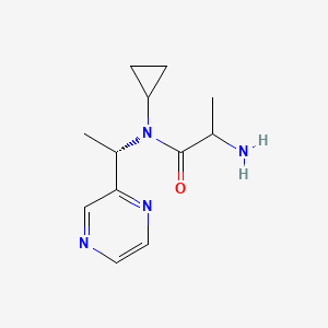 molecular formula C12H18N4O B11875971 2-amino-N-cyclopropyl-N-[(1S)-1-pyrazin-2-ylethyl]propanamide 