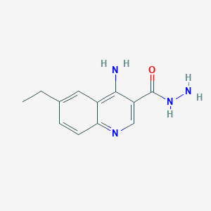 molecular formula C12H14N4O B11876293 4-Amino-6-ethylquinoline-3-carbohydrazide 