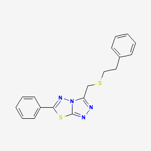 molecular formula C18H16N4S2 B1187632 6-Phenyl-3-{[(2-phenylethyl)sulfanyl]methyl}[1,2,4]triazolo[3,4-b][1,3,4]thiadiazole 