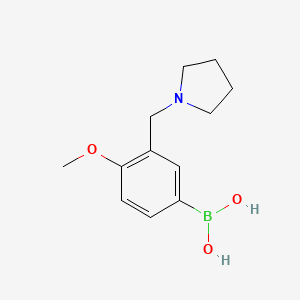 molecular formula C12H18BNO3 B11876434 {4-Methoxy-3-[(pyrrolidin-1-yl)methyl]phenyl}boronic acid CAS No. 577795-69-8