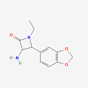 molecular formula C12H14N2O3 B11876506 3-Amino-4-(benzo[d][1,3]dioxol-5-yl)-1-ethylazetidin-2-one 