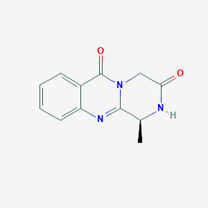 molecular formula C12H11N3O2 B11876621 2H-Pyrazino[2,1-b]quinazoline-3,6(1H,4H)-dione, 1-methyl-, (1S)- CAS No. 437768-88-2