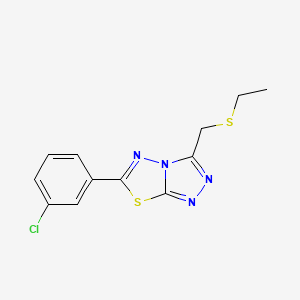 molecular formula C12H11ClN4S2 B1187676 6-(3-Chlorophenyl)-3-[(ethylsulfanyl)methyl][1,2,4]triazolo[3,4-b][1,3,4]thiadiazole 