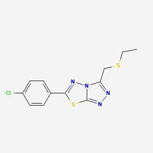 molecular formula C12H11ClN4S2 B1187678 6-(4-Chlorophenyl)-3-[(ethylsulfanyl)methyl][1,2,4]triazolo[3,4-b][1,3,4]thiadiazole 