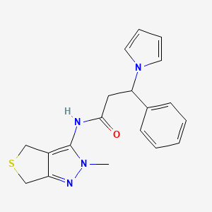 N-(2-methyl-2,6-dihydro-4H-thieno[3,4-c]pyrazol-3-yl)-3-phenyl-3-(1H-pyrrol-1-yl)propanamide