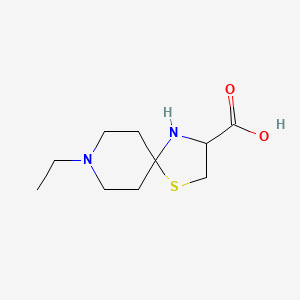 molecular formula C10H18N2O2S B11877013 8-Ethyl-1-thia-4,8-diazaspiro[4.5]decane-3-carboxylic acid 