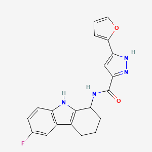 N-(6-fluoro-2,3,4,9-tetrahydro-1H-carbazol-1-yl)-5-(furan-2-yl)-1H-pyrazole-3-carboxamide