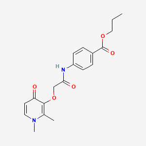 molecular formula C19H22N2O5 B1187707 Propyl 4-({[(1,2-dimethyl-4-oxo-1,4-dihydropyridin-3-yl)oxy]acetyl}amino)benzoate 