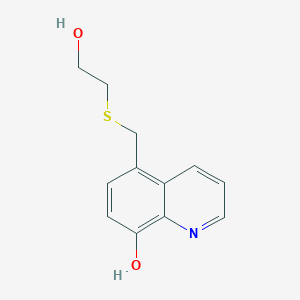 molecular formula C12H13NO2S B11877176 5-(((2-Hydroxyethyl)thio)methyl)quinolin-8-ol 