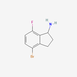 molecular formula C9H9BrFN B11877180 4-Bromo-7-fluoro-2,3-dihydro-1H-inden-1-amine 