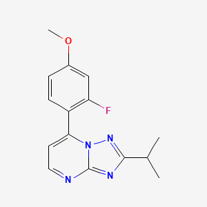 molecular formula C15H15FN4O B1187719 3-Fluoro-4-(2-isopropyl[1,2,4]triazolo[1,5-a]pyrimidin-7-yl)phenyl methyl ether 