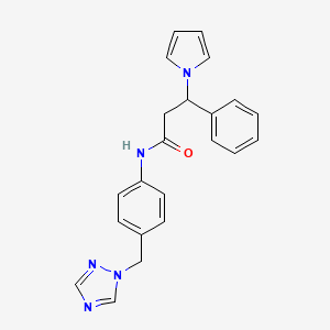 molecular formula C22H21N5O B1187723 3-phenyl-3-(1H-pyrrol-1-yl)-N-[4-(1H-1,2,4-triazol-1-ylmethyl)phenyl]propanamide 