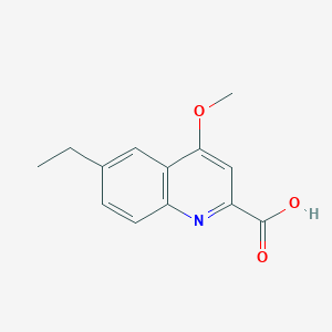 molecular formula C13H13NO3 B11877361 6-Ethyl-4-methoxyquinoline-2-carboxylic acid 