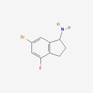 molecular formula C9H9BrFN B11877364 6-bromo-4-fluoro-2,3-dihydro-1H-inden-1-amine 