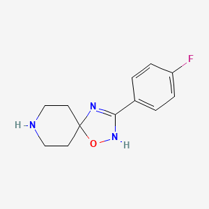 molecular formula C12H14FN3O B11877507 3-(4-Fluorophenyl)-1-oxa-2,4,8-triazaspiro[4.5]dec-2-ene 