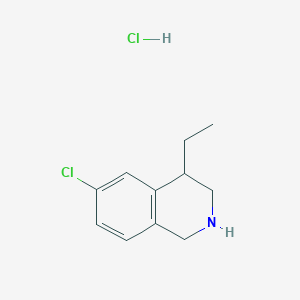 molecular formula C11H15Cl2N B11877665 6-Chloro-4-ethyl-1,2,3,4-tetrahydroisoquinoline hydrochloride 