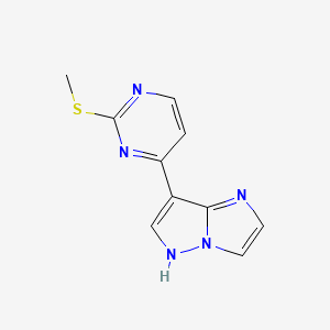 molecular formula C10H9N5S B11877672 7-(2-(Methylthio)pyrimidin-4-yl)-1H-imidazo[1,2-b]pyrazole CAS No. 956722-15-9