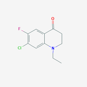 molecular formula C11H11ClFNO B11877858 7-Chloro-1-ethyl-6-fluoro-2,3-dihydroquinolin-4(1H)-one CAS No. 140700-97-6