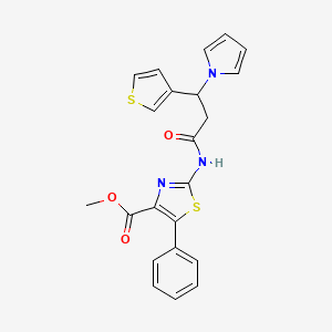 methyl 5-phenyl-2-{[3-(1H-pyrrol-1-yl)-3-(thiophen-3-yl)propanoyl]amino}-1,3-thiazole-4-carboxylate