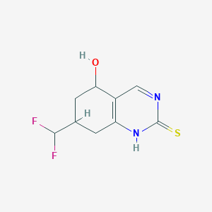 molecular formula C9H10F2N2OS B11877969 7-(Difluoromethyl)-2-mercapto-5,6,7,8-tetrahydroquinazolin-5-ol 