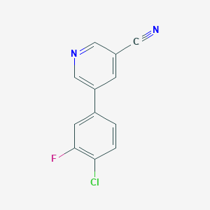 molecular formula C12H6ClFN2 B11878029 5-(4-Chloro-3-fluorophenyl)nicotinonitrile CAS No. 1346691-94-8