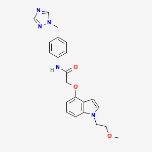 molecular formula C22H23N5O3 B1187820 2-{[1-(2-methoxyethyl)-1H-indol-4-yl]oxy}-N-[4-(1H-1,2,4-triazol-1-ylmethyl)phenyl]acetamide 
