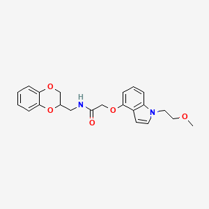 molecular formula C22H24N2O5 B1187822 N-(2,3-dihydro-1,4-benzodioxin-2-ylmethyl)-2-{[1-(2-methoxyethyl)-1H-indol-4-yl]oxy}acetamide 