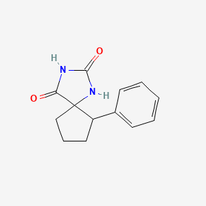 molecular formula C13H14N2O2 B11878367 1,3-Diazaspiro[4.4]nonane-2,4-dione, 6-phenyl- CAS No. 5007-34-1