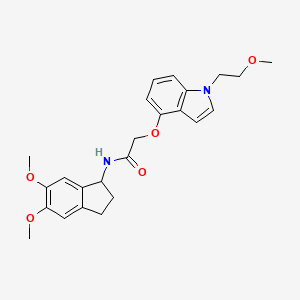 molecular formula C24H28N2O5 B1187877 N-(5,6-dimethoxy-2,3-dihydro-1H-inden-1-yl)-2-{[1-(2-methoxyethyl)-1H-indol-4-yl]oxy}acetamide 