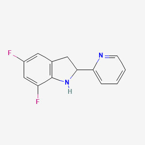 molecular formula C13H10F2N2 B11878781 5,7-Difluoro-2-(pyridin-2-yl)indoline 