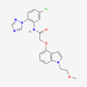 molecular formula C21H20ClN5O3 B1187879 N-[5-chloro-2-(1H-1,2,4-triazol-1-yl)phenyl]-2-{[1-(2-methoxyethyl)-1H-indol-4-yl]oxy}acetamide 