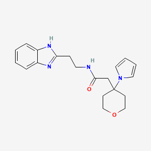 molecular formula C20H24N4O2 B1187888 N-[2-(1H-benzimidazol-2-yl)ethyl]-2-[4-(1H-pyrrol-1-yl)tetrahydro-2H-pyran-4-yl]acetamide 