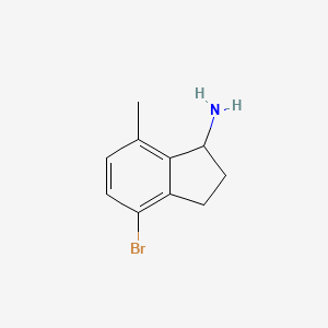 molecular formula C10H12BrN B11879094 4-Bromo-7-methyl-2,3-dihydro-1H-inden-1-amine 