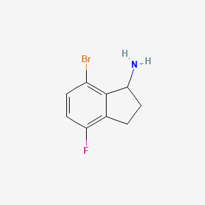 molecular formula C9H9BrFN B11879224 7-bromo-4-fluoro-2,3-dihydro-1H-inden-1-amine 