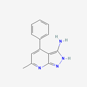 molecular formula C13H12N4 B11879397 1H-Pyrazolo[3,4-b]pyridin-3-amine, 6-methyl-4-phenyl- CAS No. 61006-50-6