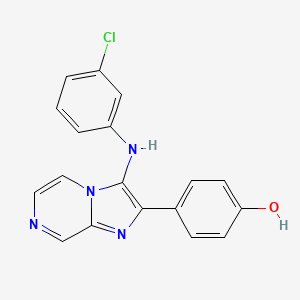 molecular formula C18H13ClN4O B1187955 4-[3-(3-Chloroanilino)imidazo[1,2-a]pyrazin-2-yl]phenol 