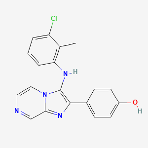 molecular formula C19H15ClN4O B1187956 4-[3-(3-Chloro-2-methylanilino)imidazo[1,2-a]pyrazin-2-yl]phenol 
